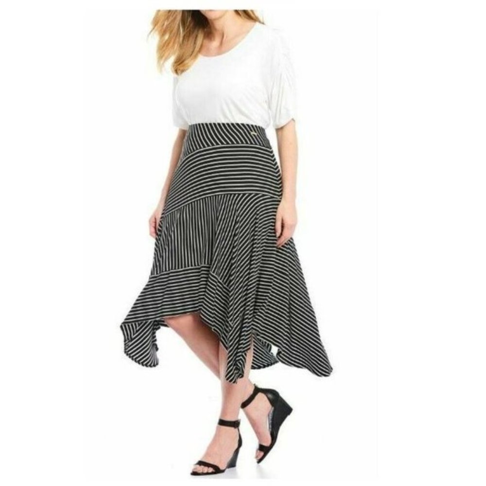 Calvin Klein 1X Black White Maxi Skirt NWT